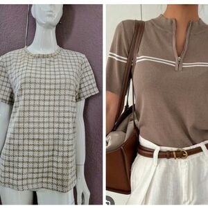 Shein Brown and White Women's Tops Set